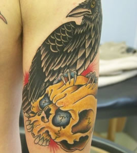 Crow and SKull Tattoo